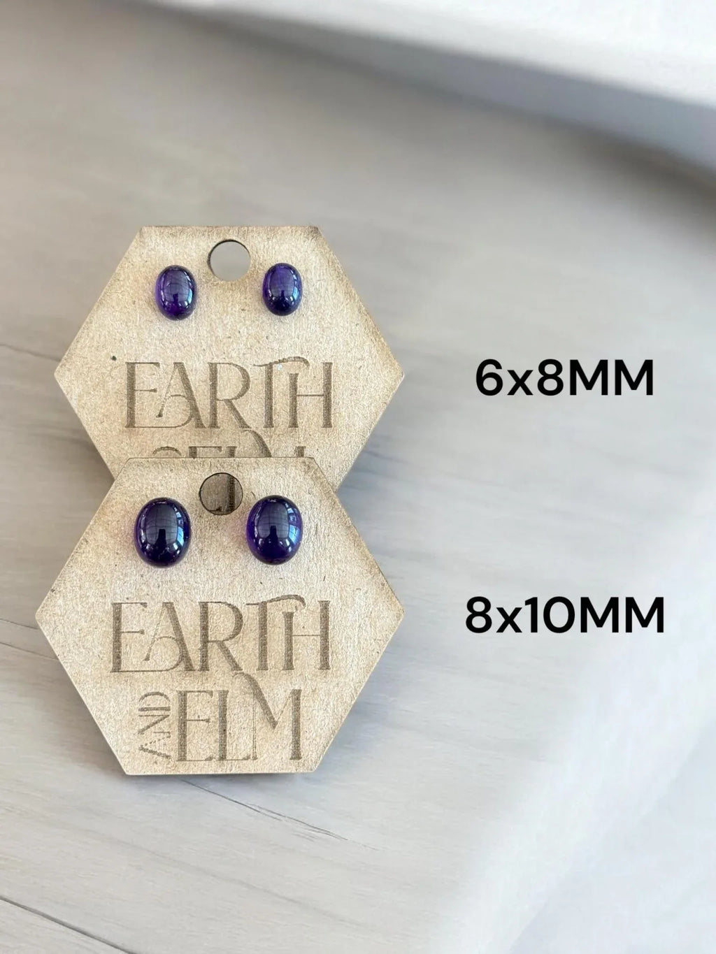 Amethyst Oval Gemstone Studs - earthandelm
