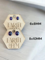 Amethyst Oval Gemstone Studs - earthandelm