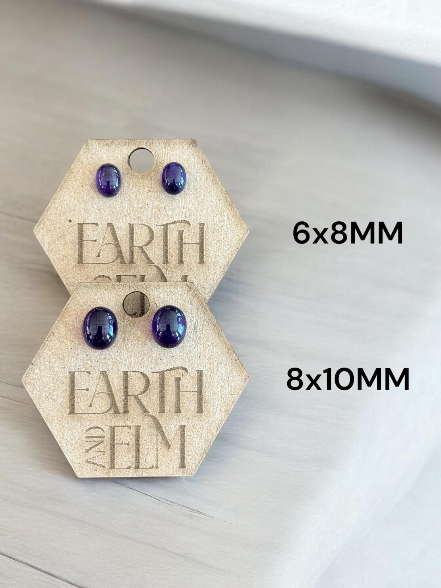 Amethyst Oval Gemstone Studs - earthandelm