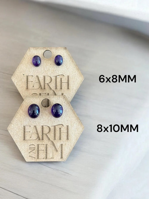 Amethyst Oval Gemstone Studs - earthandelm