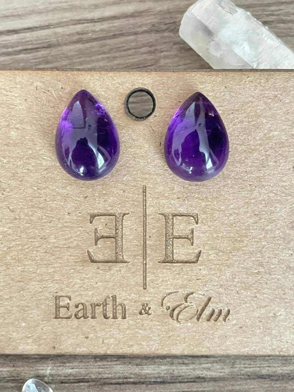 Amethyst Pear Studs - earthandelm