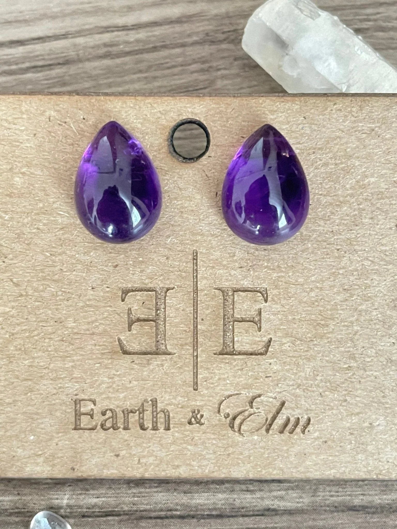 Amethyst Pear Studs - earthandelm