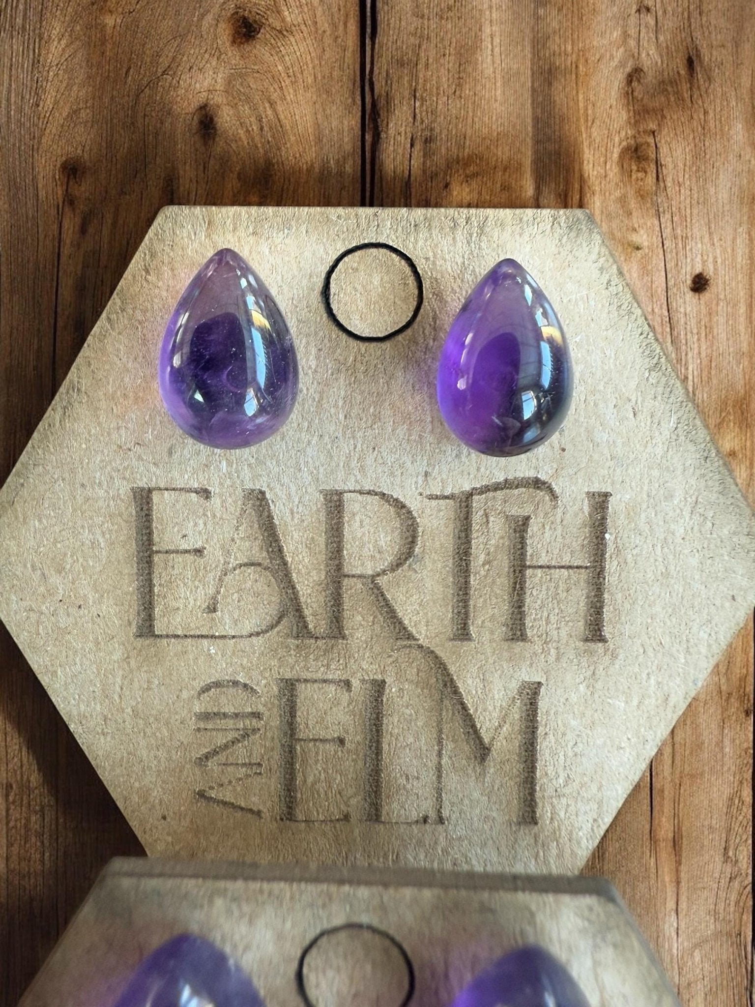 Amethyst Pear Studs - earthandelm