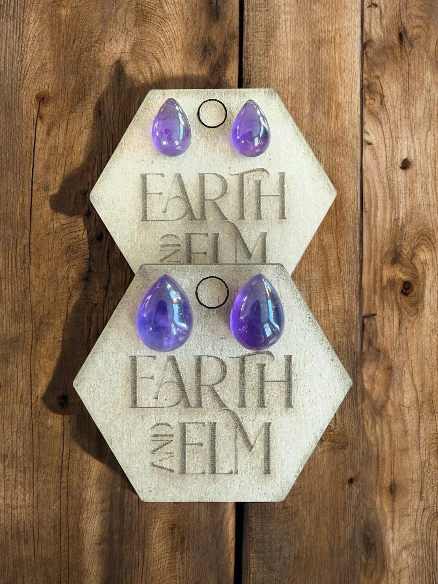 Amethyst Pear Studs - earthandelm
