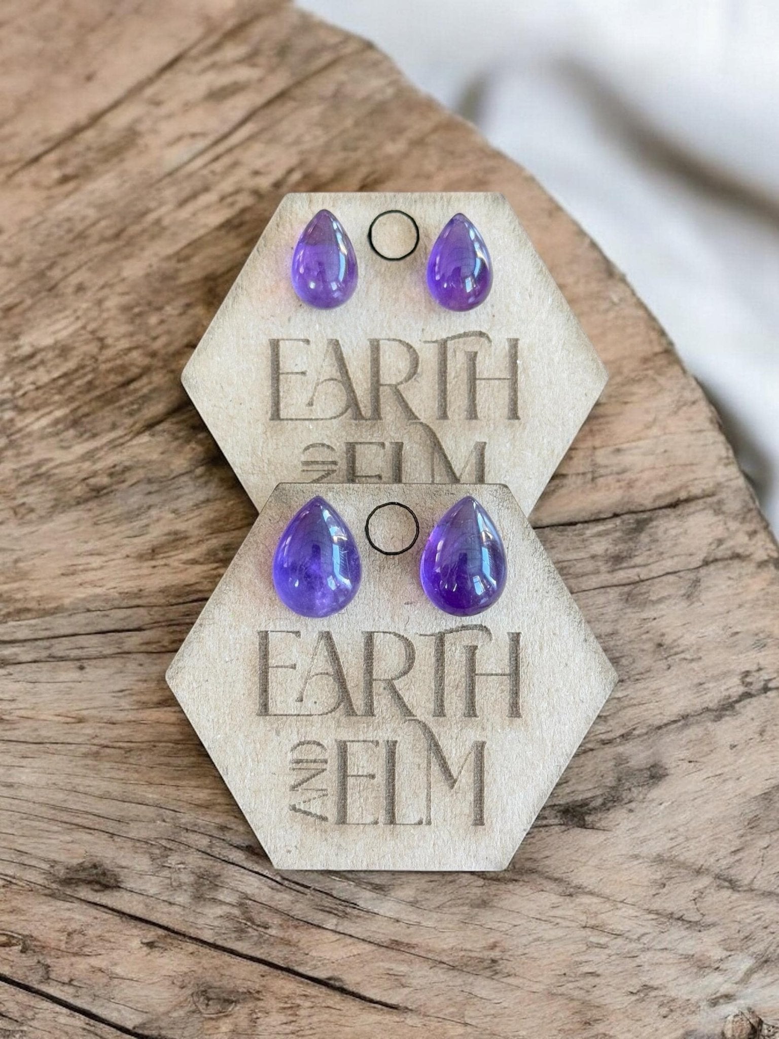 Amethyst Pear Studs - earthandelm