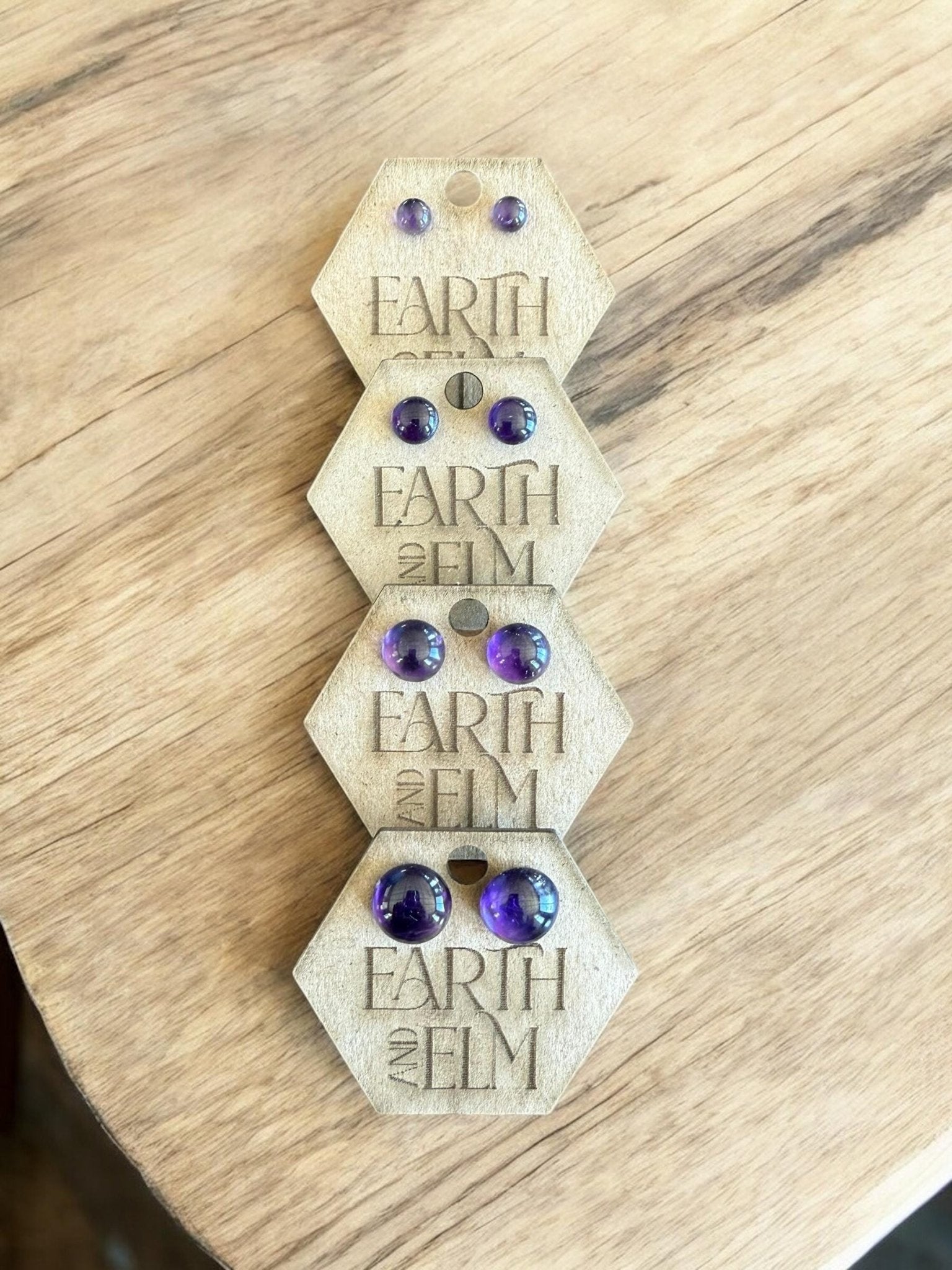 Amethyst Round Studs - earthandelm