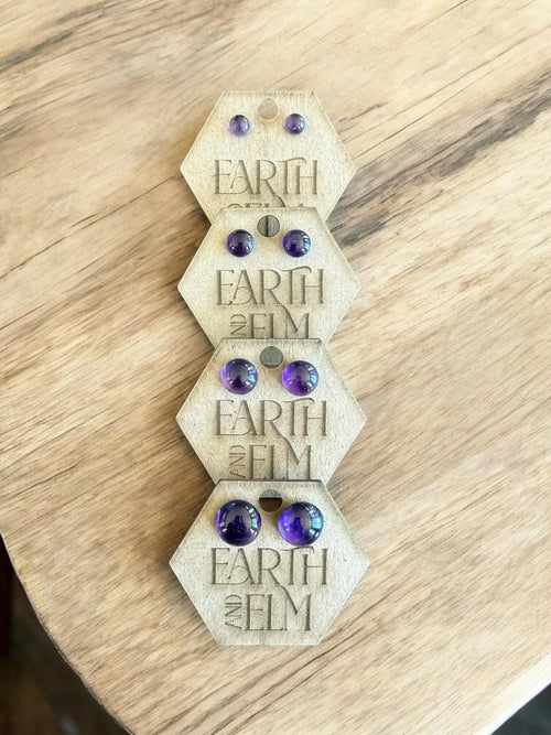 Amethyst Round Studs - earthandelm
