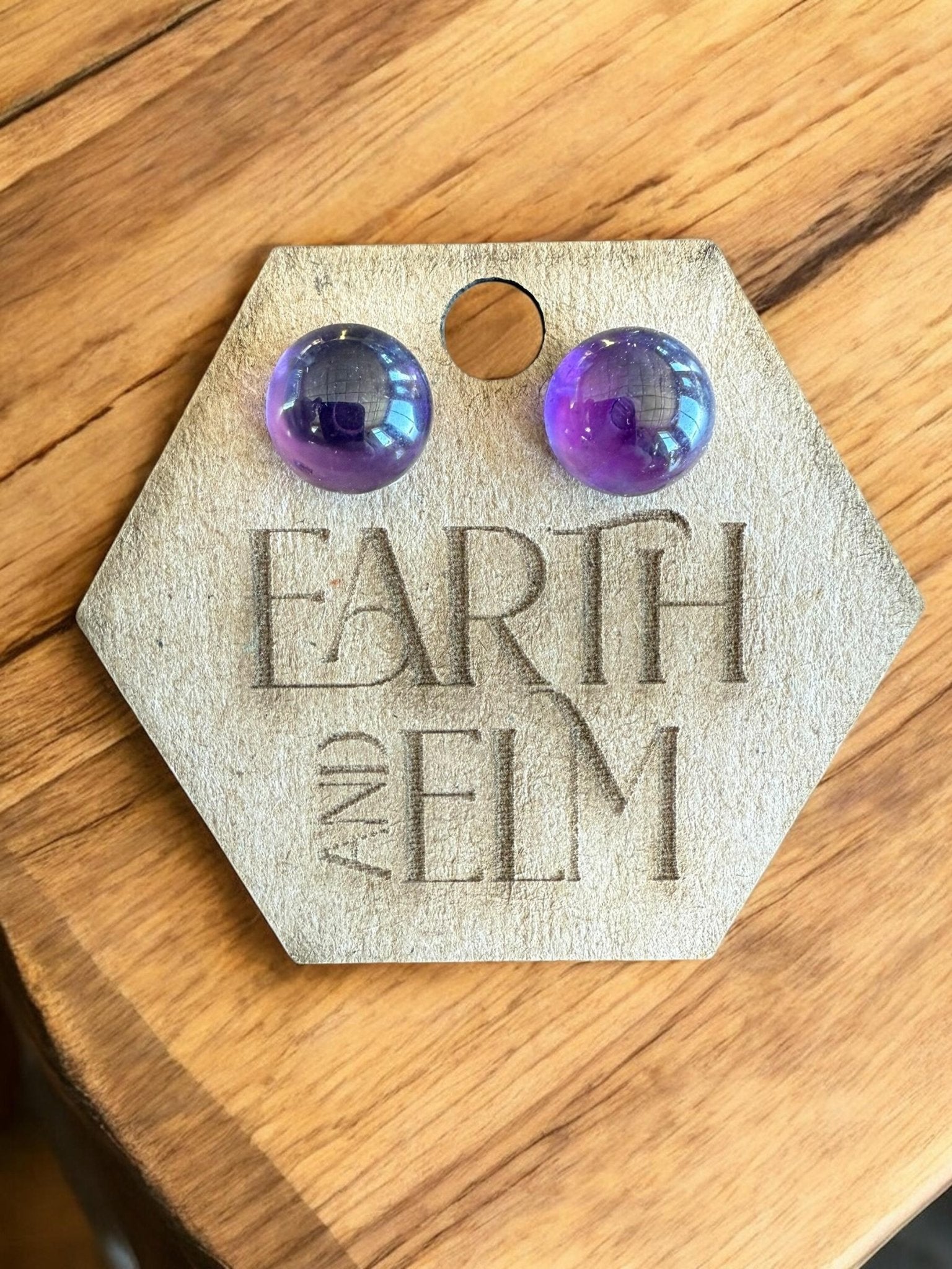 Amethyst Round Studs - earthandelm