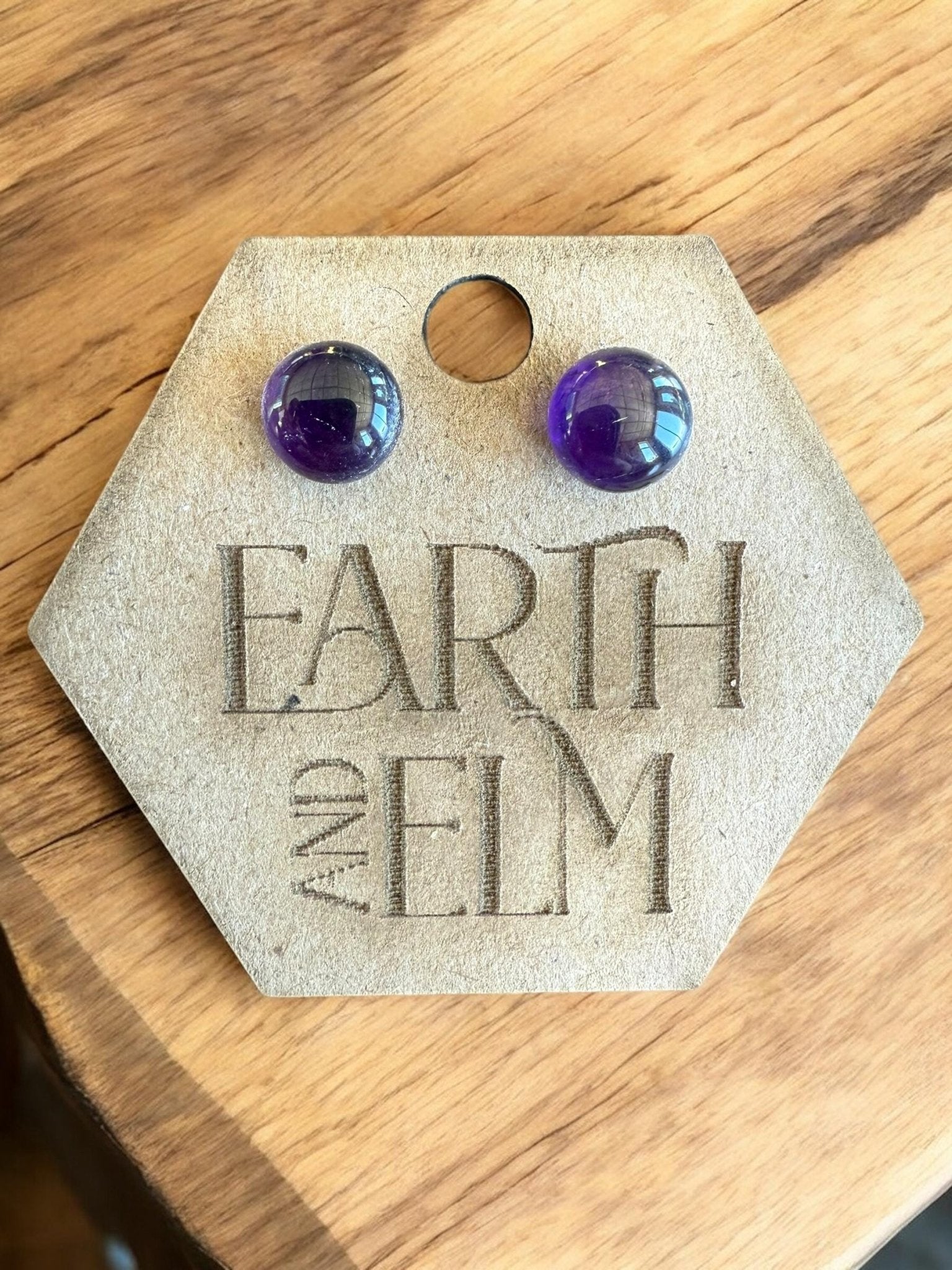 Amethyst Round Studs - earthandelm