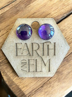 Amethyst Round Studs - earthandelm