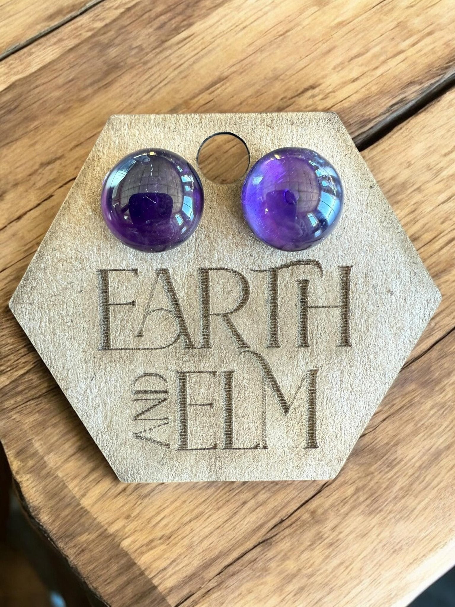 Amethyst Round Studs - earthandelm