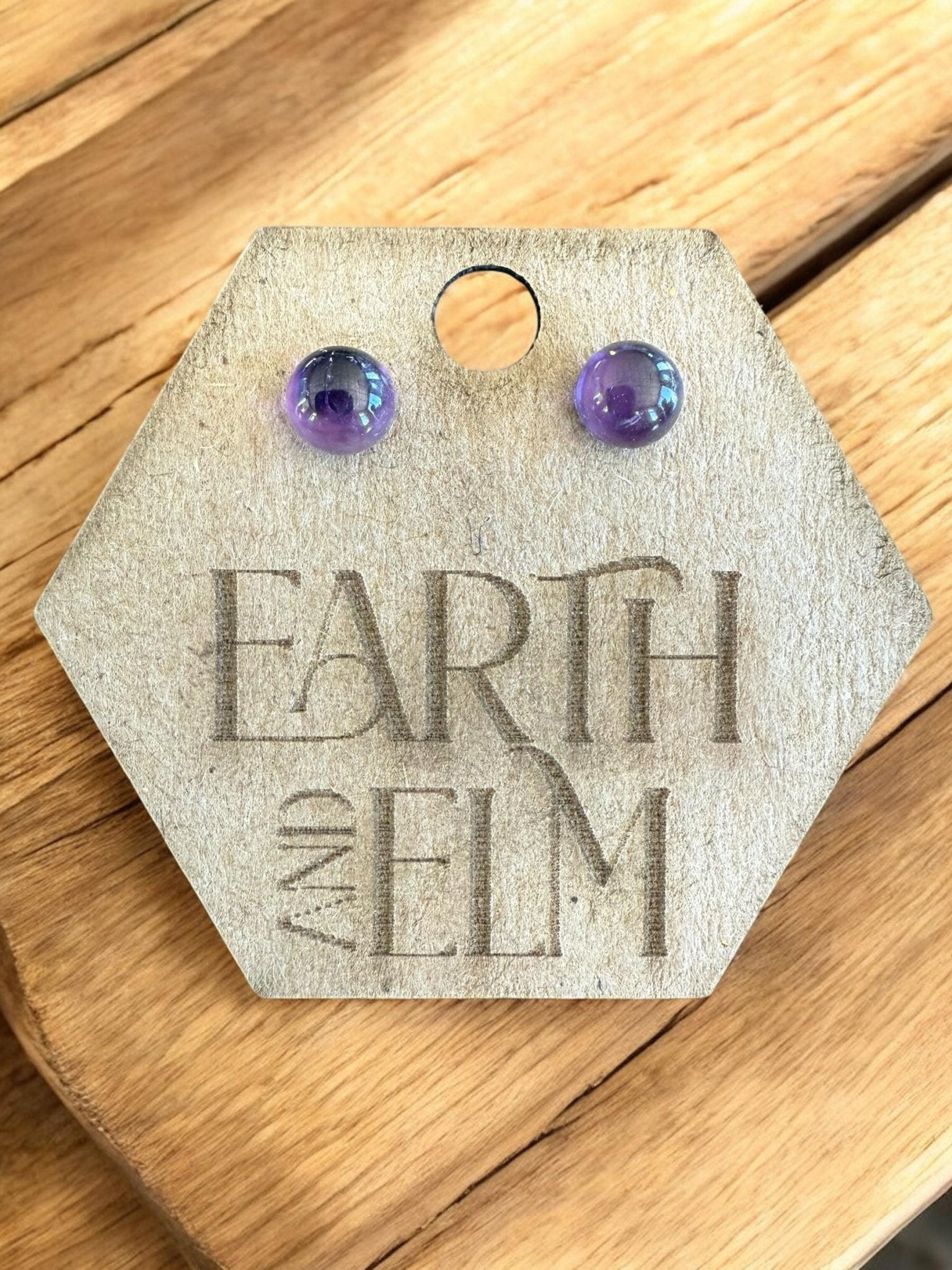Amethyst Round Studs - earthandelm