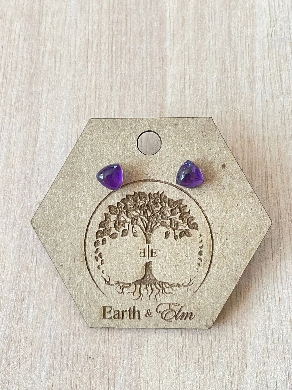 Amethyst Trillion Studs - earthandelm