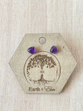 Amethyst Trillion Studs - earthandelm
