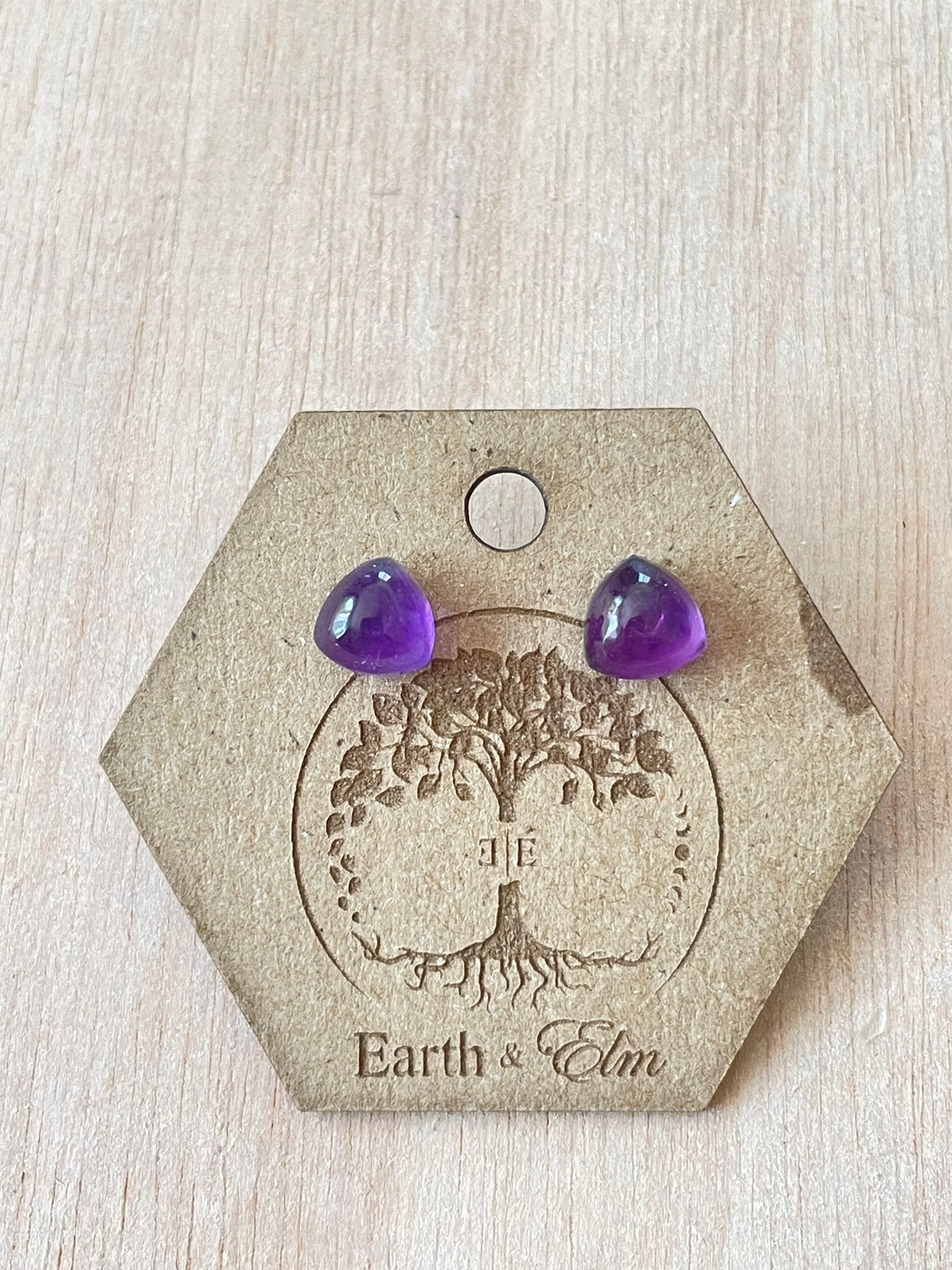 Amethyst Trillion Studs - earthandelm