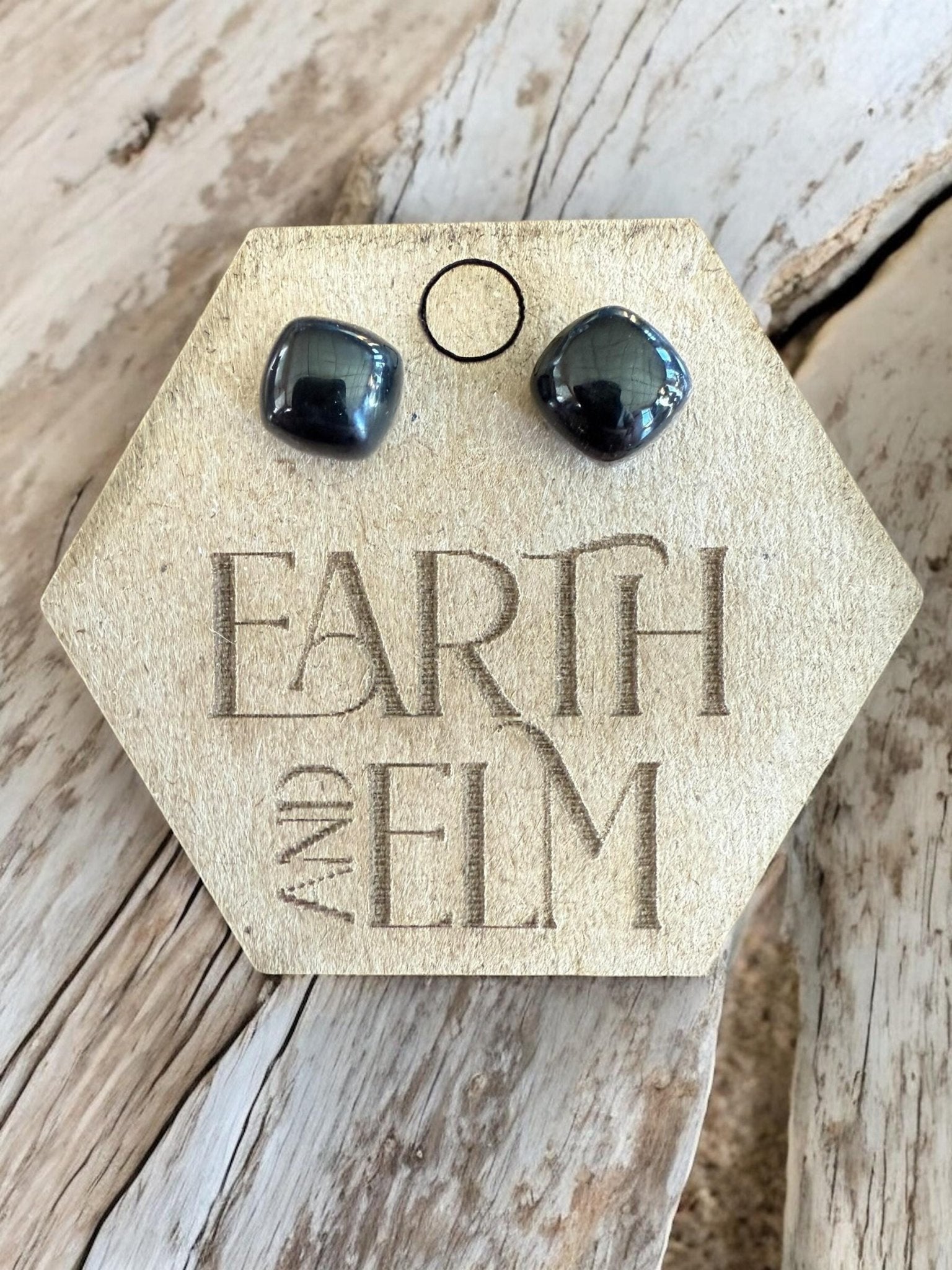 Black Onyx Cushion Studs - earthandelm