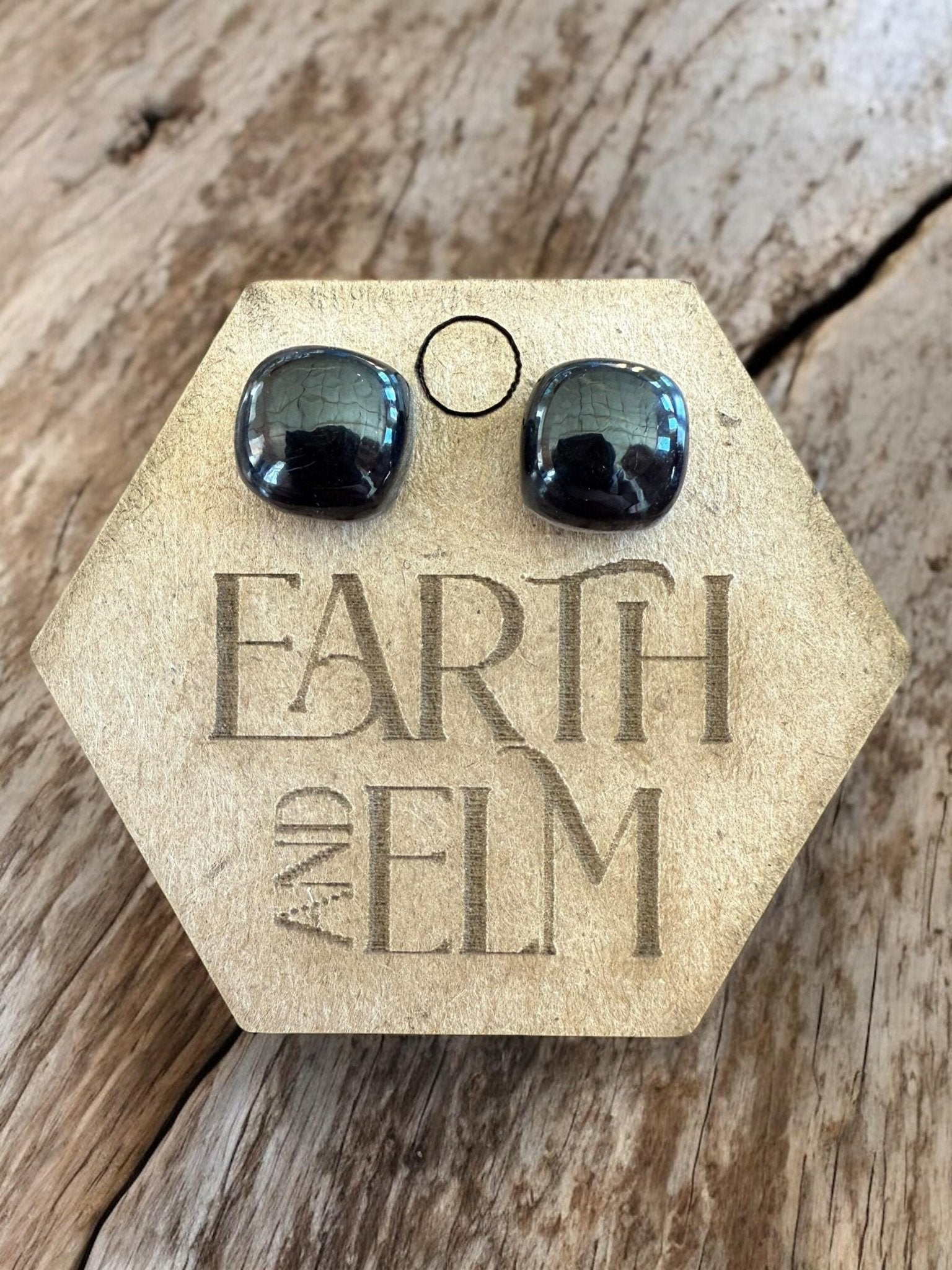 Black Onyx Cushion Studs - earthandelm
