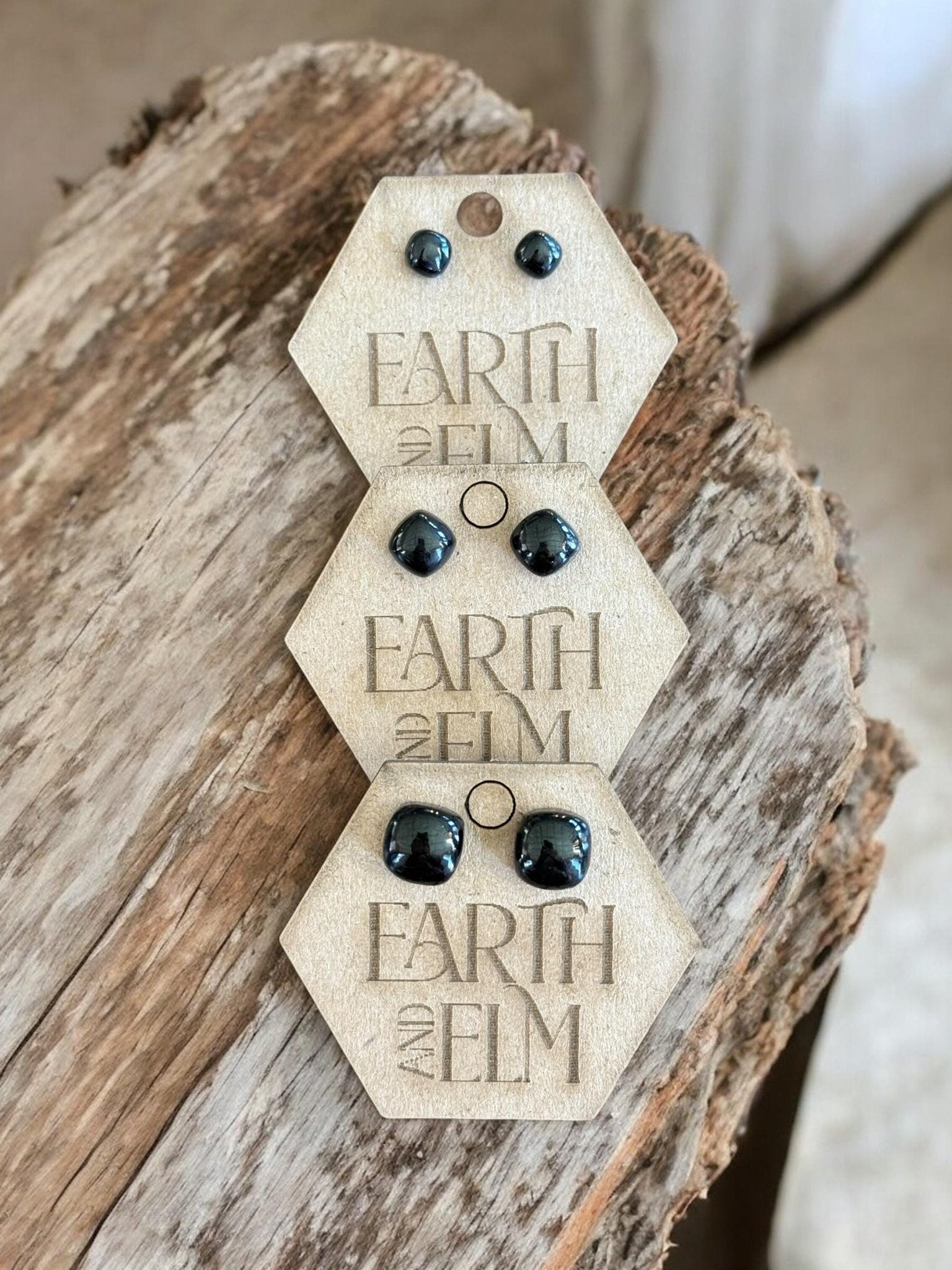 Black Onyx Cushion Studs - earthandelm