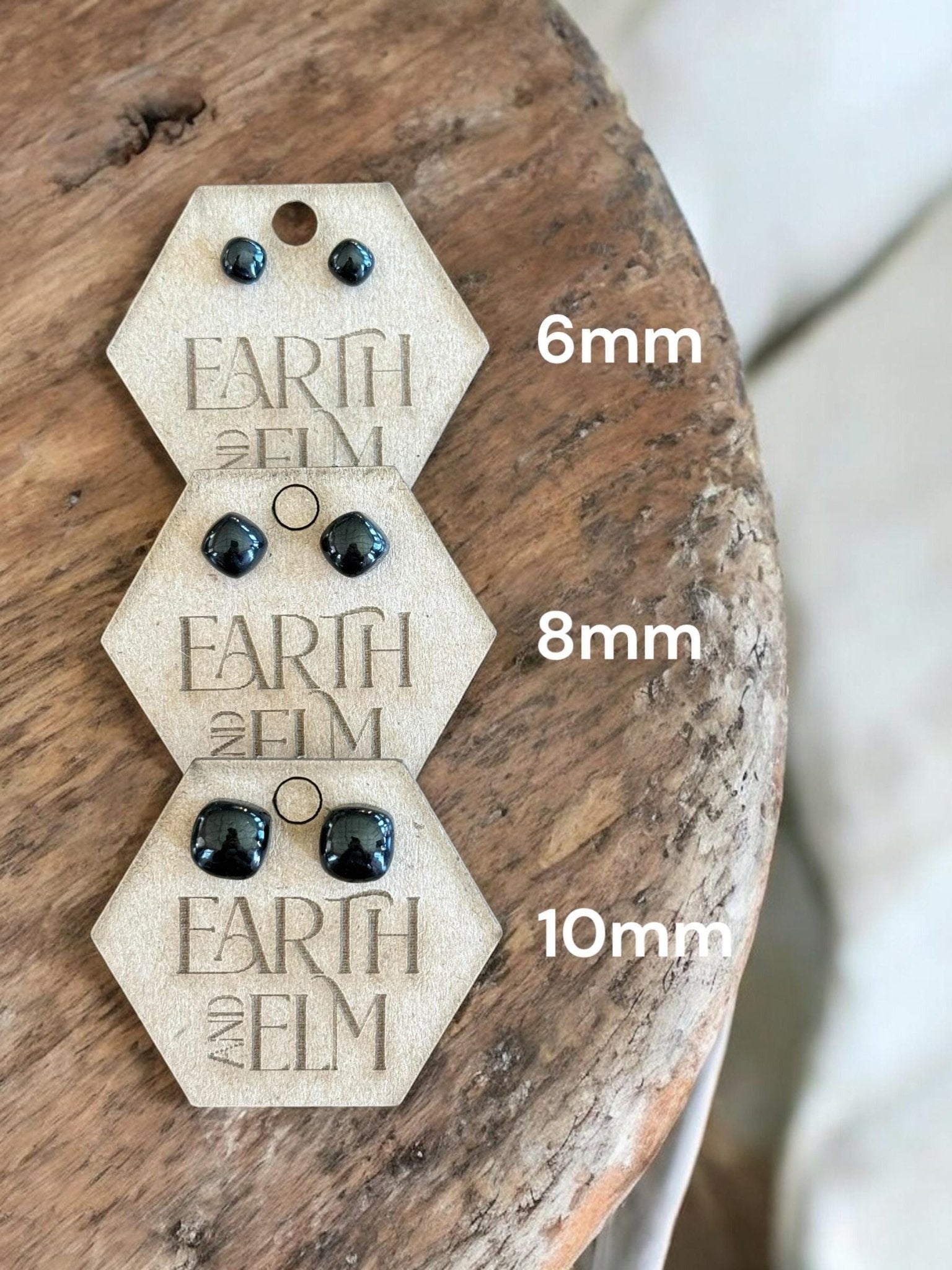 Black Onyx Cushion Studs - earthandelm