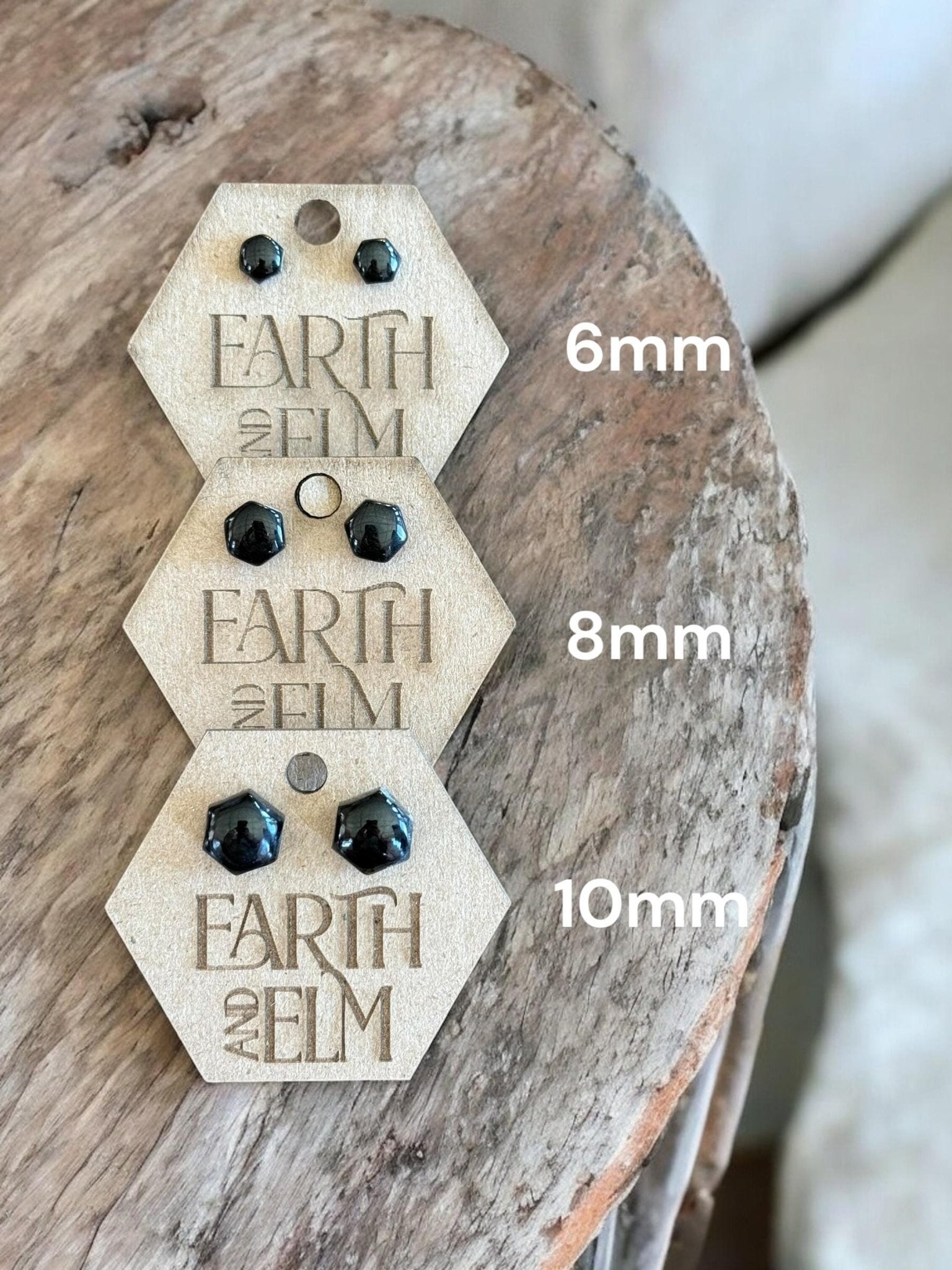 Black Onyx Hexagon Studs - earthandelm