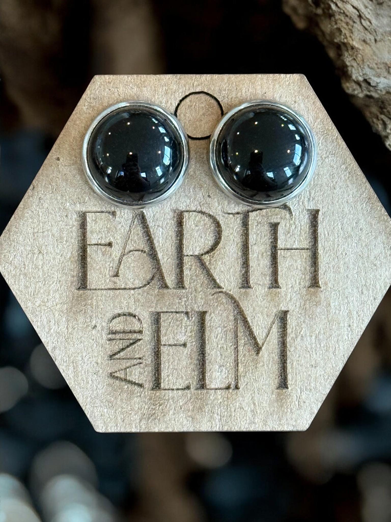 Black Onyx in Metal Settings - earthandelm