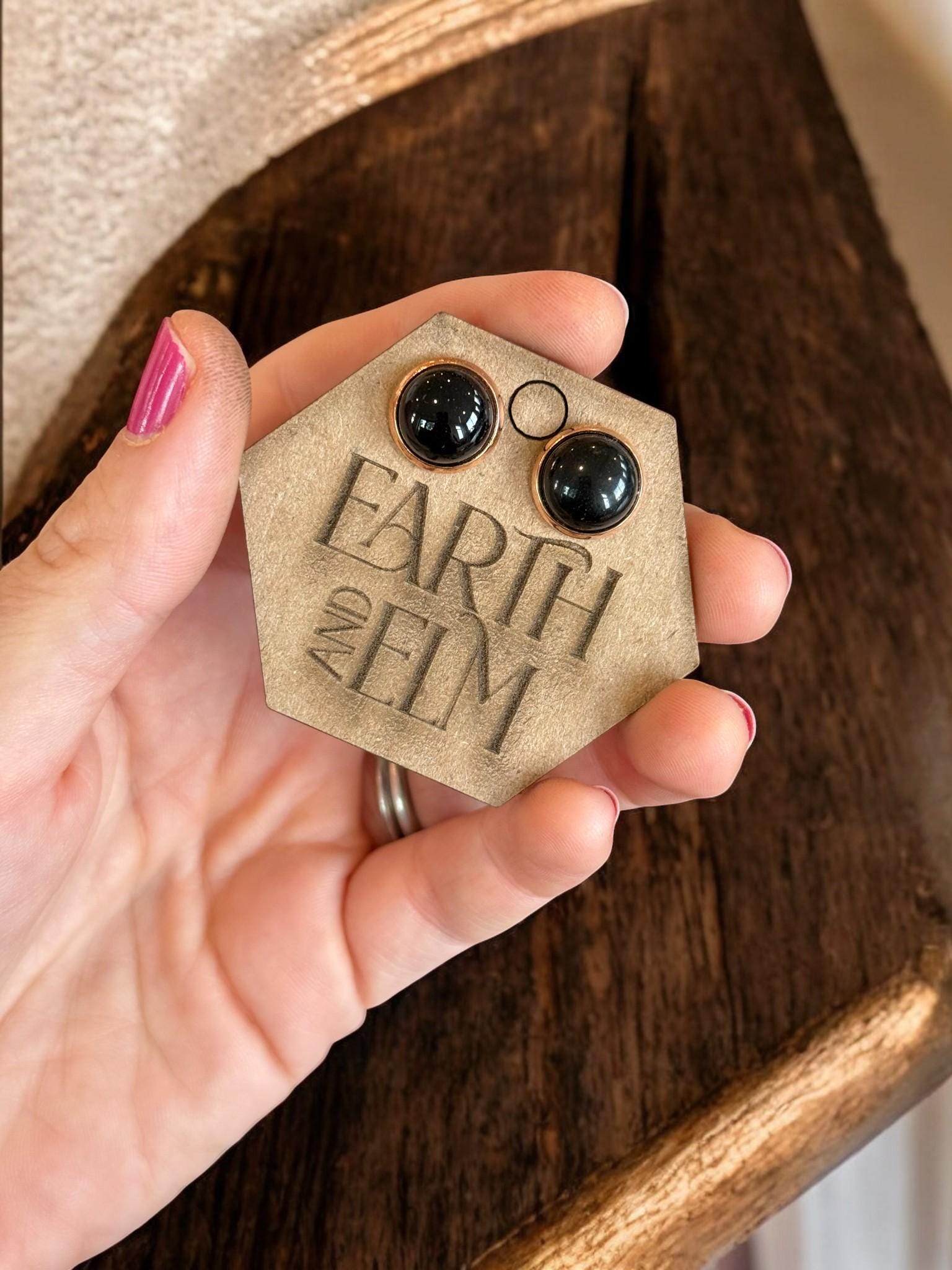 Black Onyx in Metal Settings - earthandelm