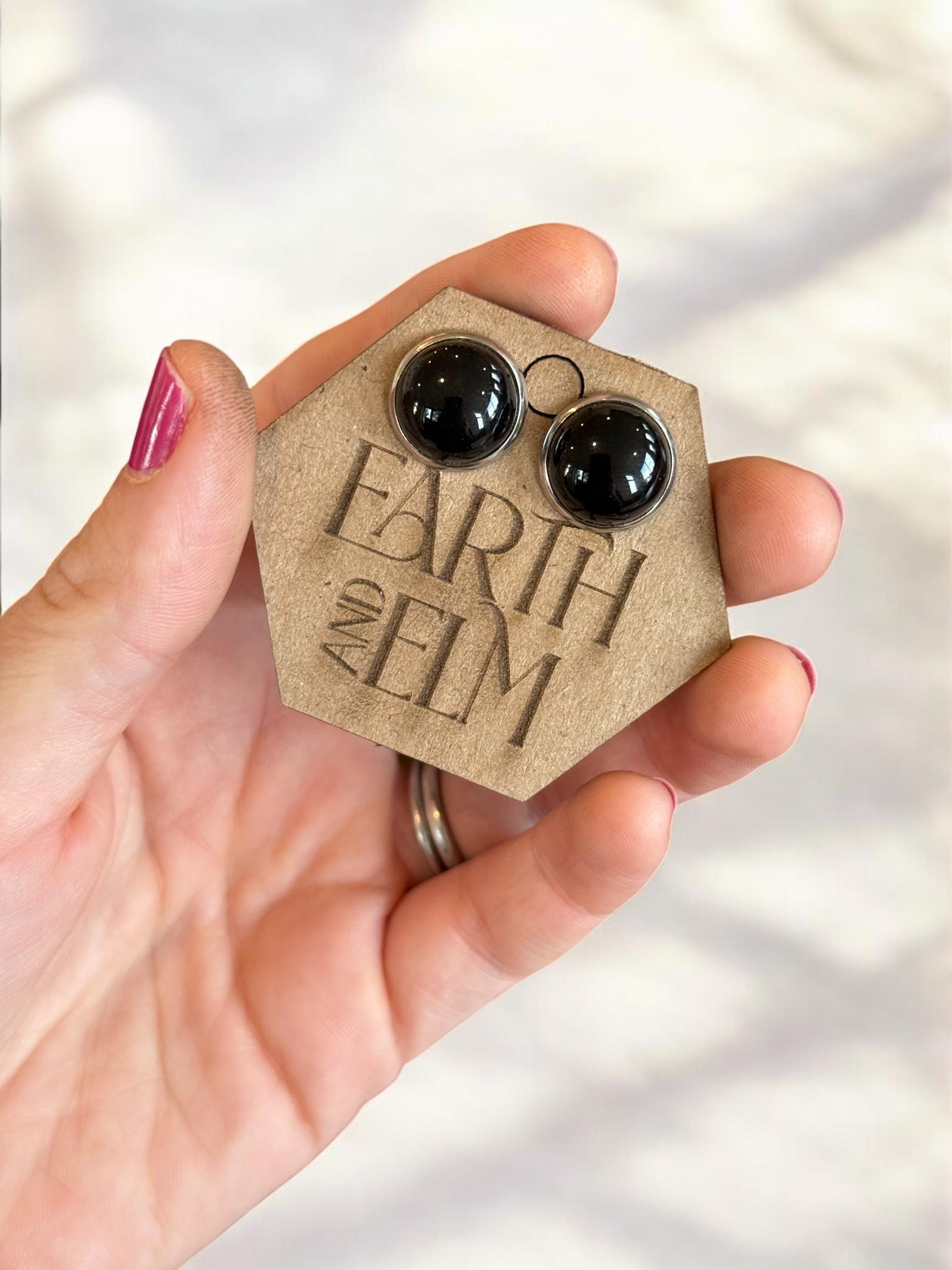 Black Onyx in Metal Settings - earthandelm