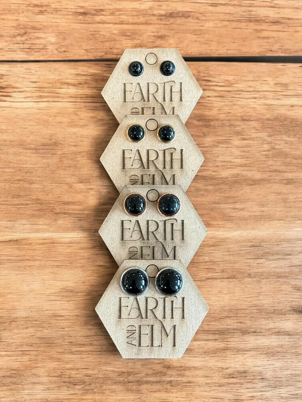 Black Onyx in Metal Settings - earthandelm