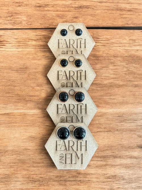 Black Onyx in Metal Settings - earthandelm