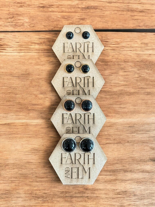 Black Onyx in Metal Settings - earthandelm