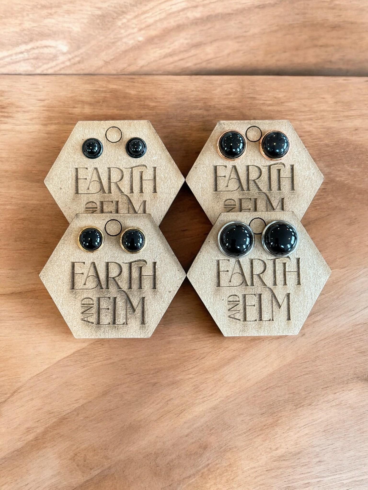 Black Onyx in Metal Settings - earthandelm