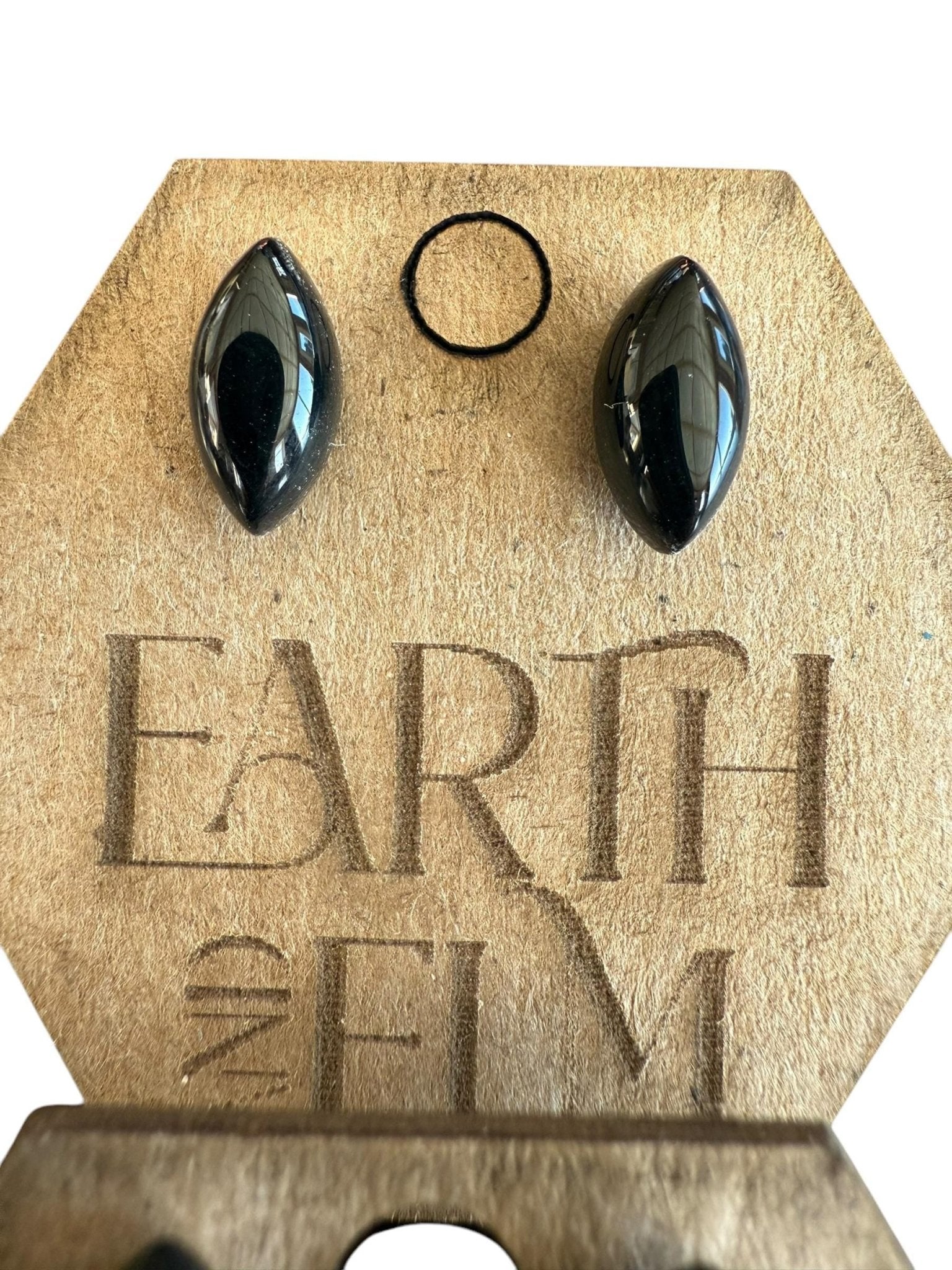 Black Onyx Marquise Gemstone Studs - earthandelm