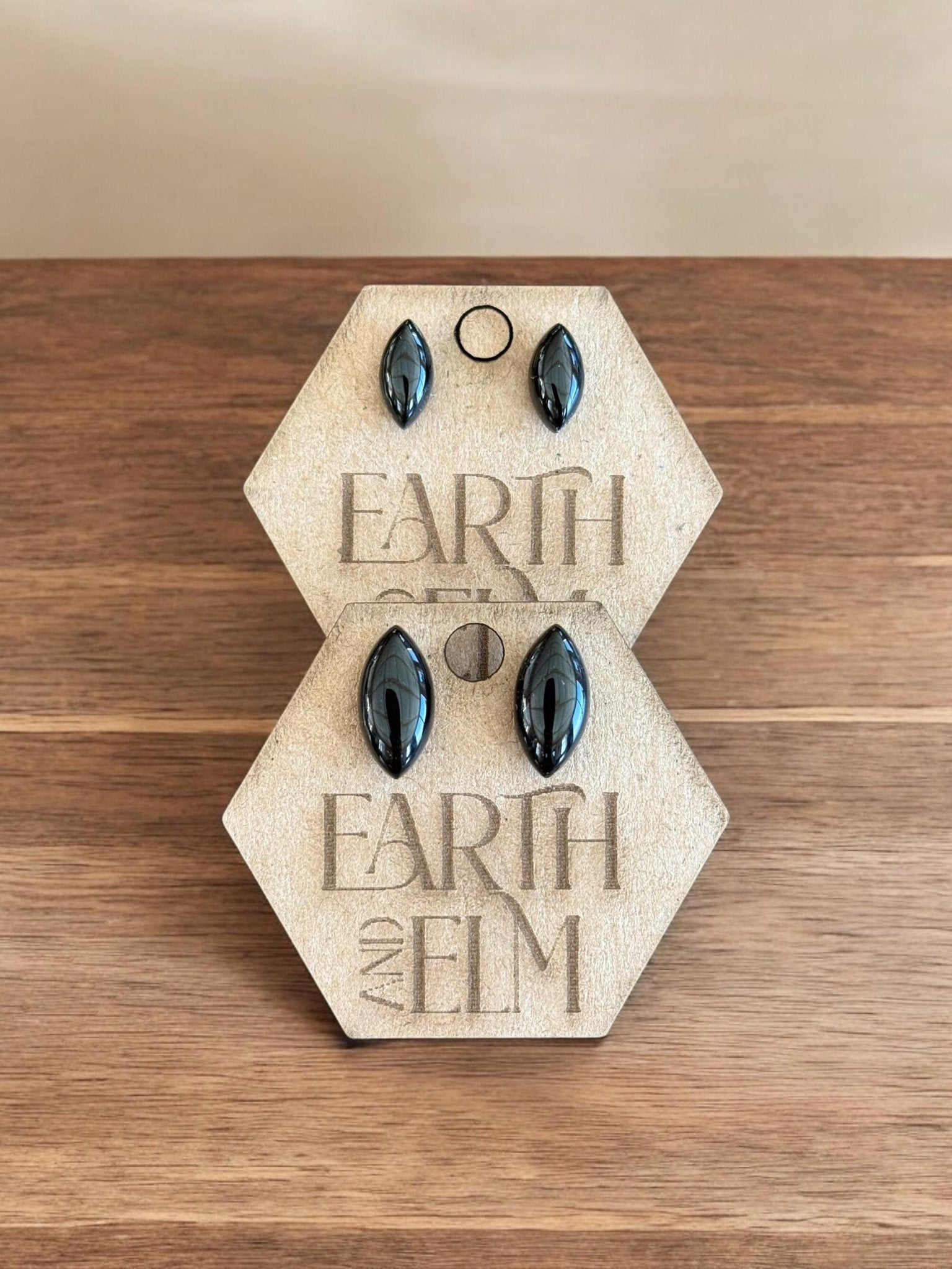 Black Onyx Marquise Gemstone Studs - earthandelm