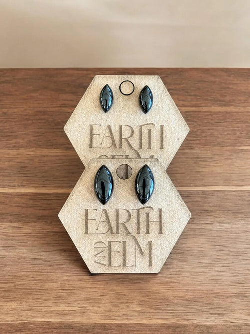 Black Onyx Marquise Gemstone Studs - earthandelm