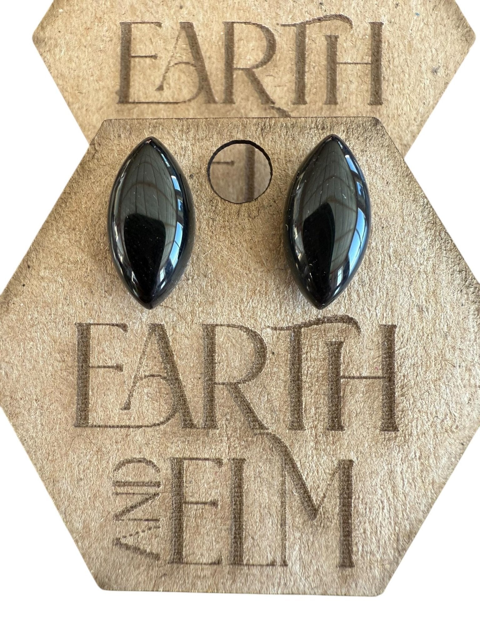 Black Onyx Marquise Gemstone Studs - earthandelm
