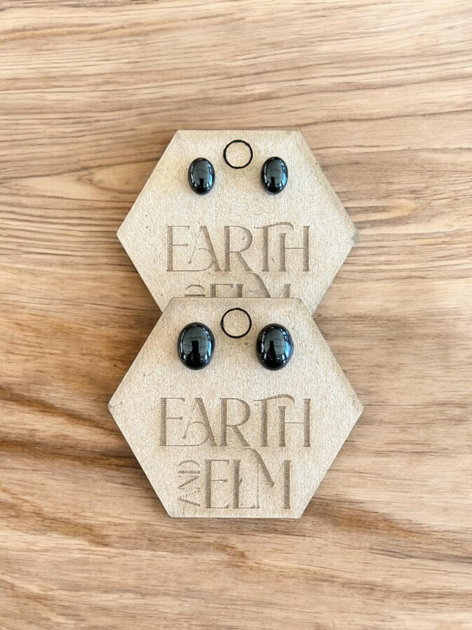 Black Onyx Oval Studs - earthandelm