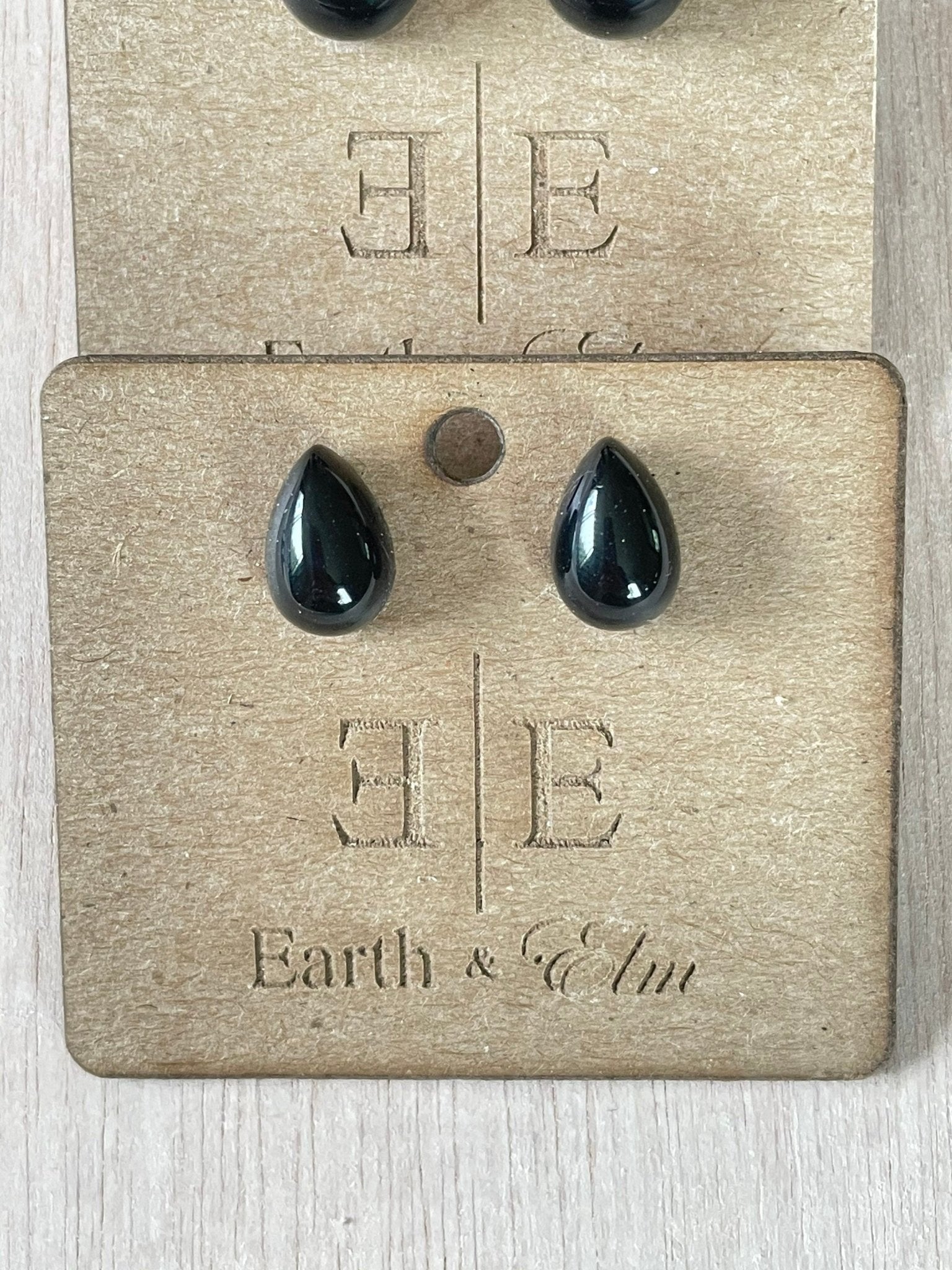 Black Onyx Pear Studs - earthandelm