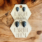 Black Onyx Pear Studs - earthandelm