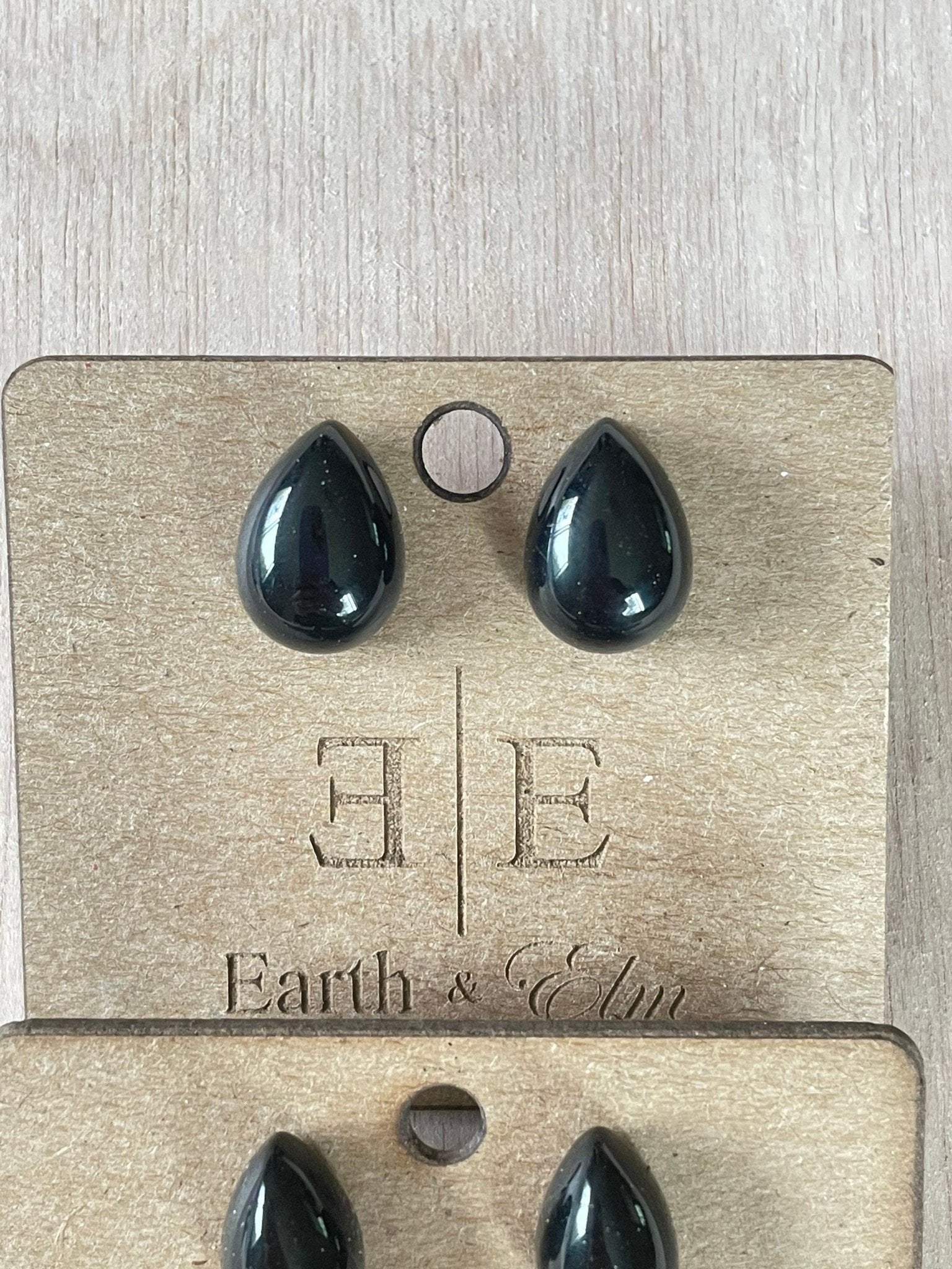 Black Onyx Pear Studs - earthandelm