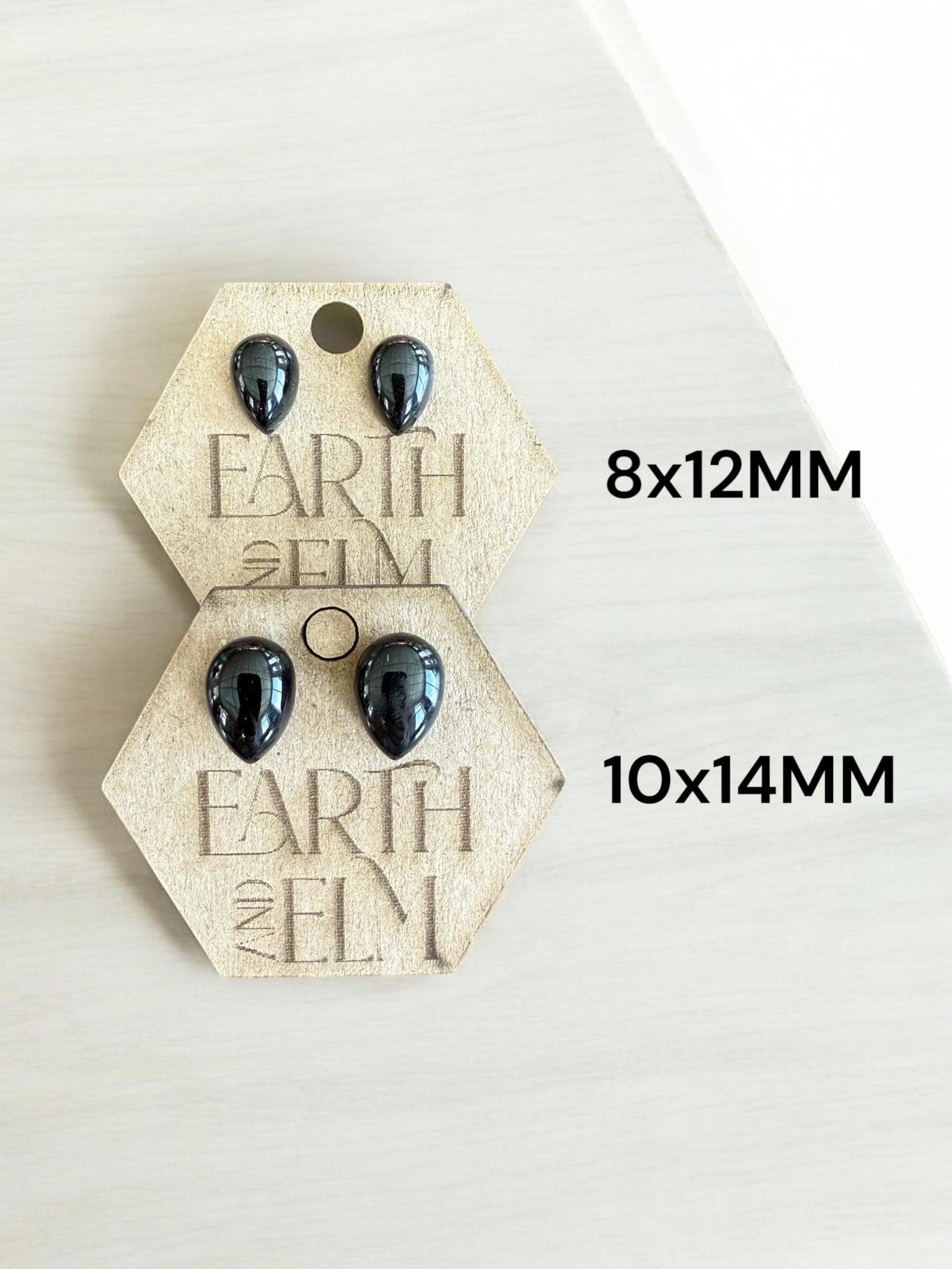 Black Onyx Pear Studs - earthandelm
