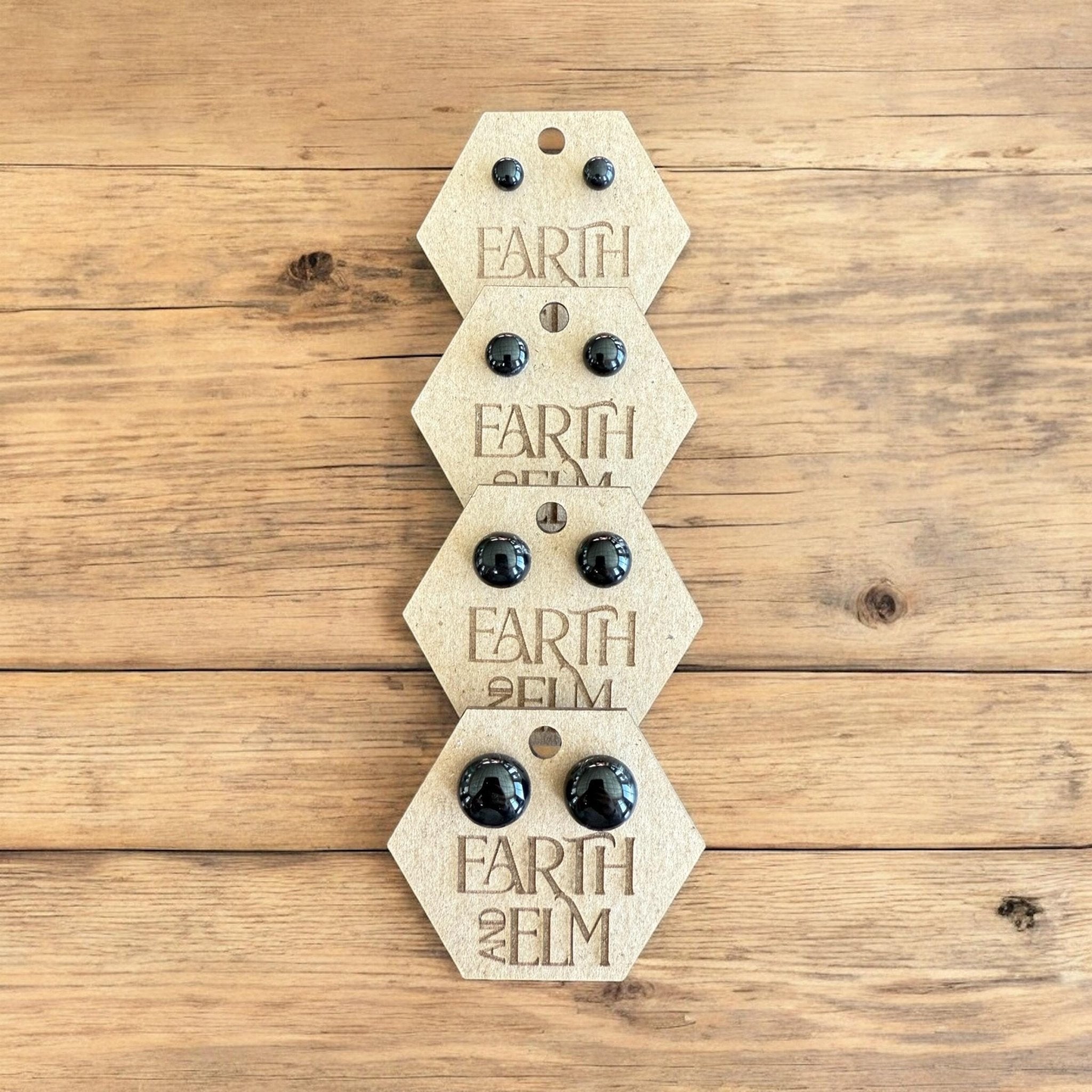 Black Onyx Round Gemstone Studs - earthandelm