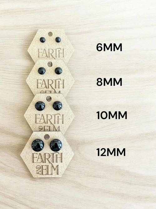 Black Onyx Round Gemstone Studs - earthandelm