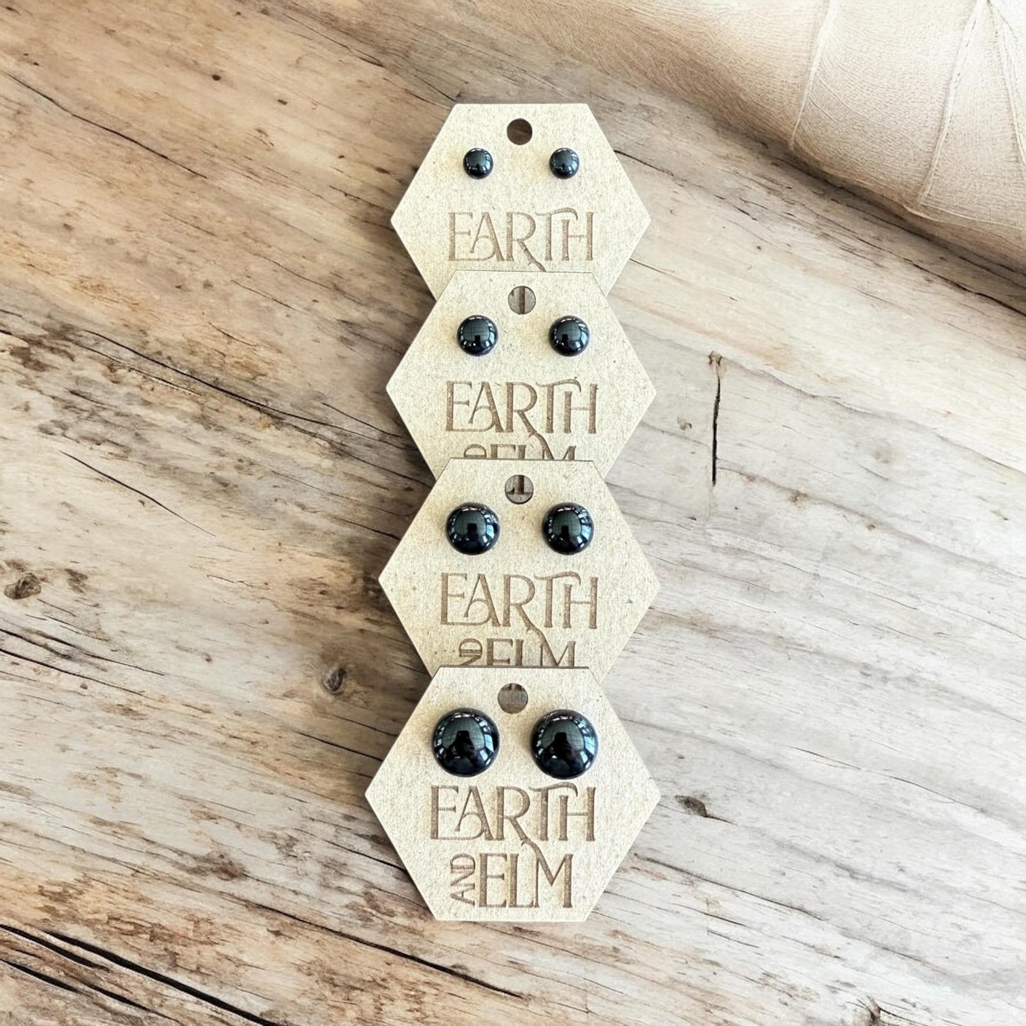 Black Onyx Round Gemstone Studs - earthandelm