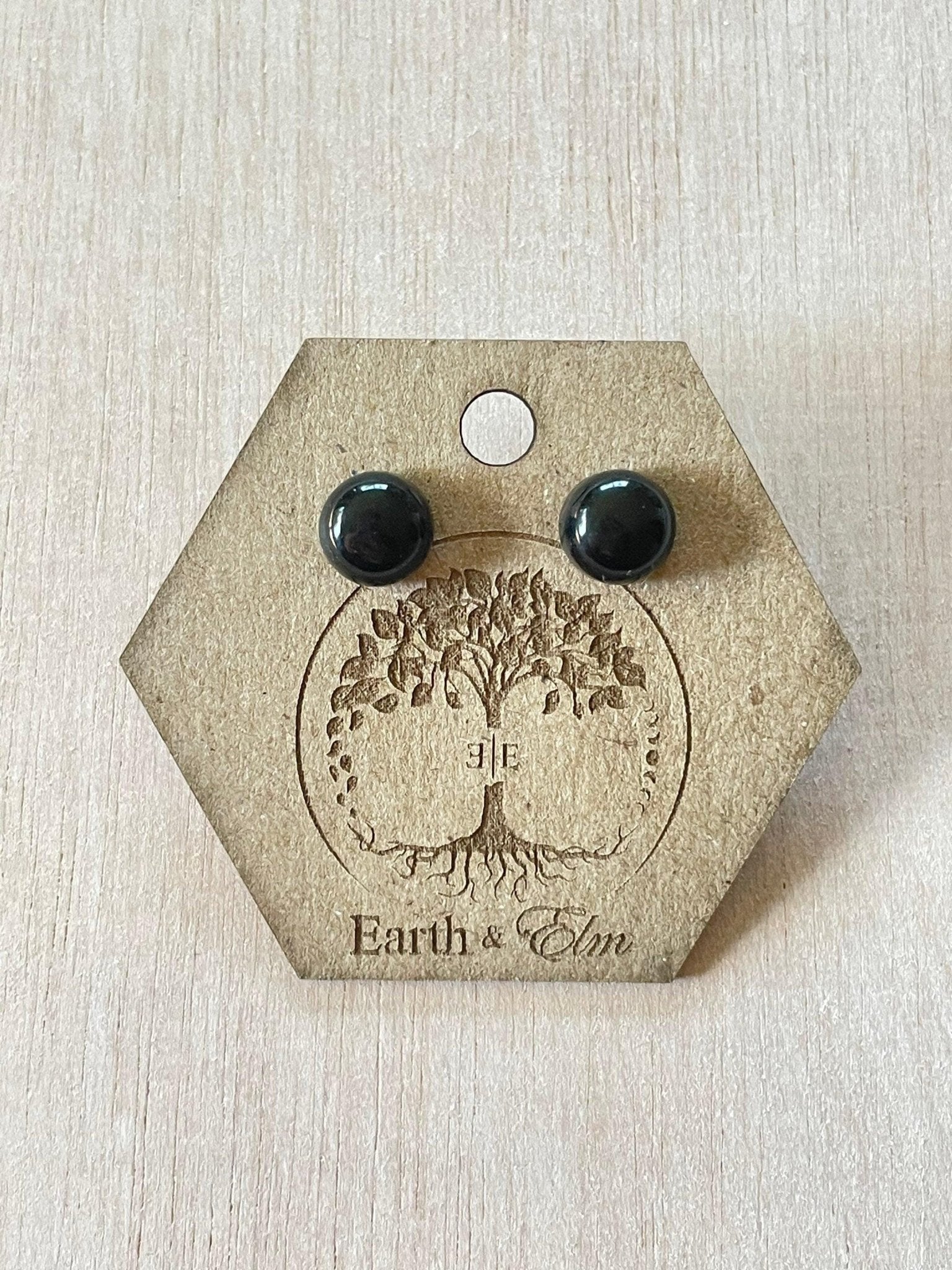Black Onyx Round Gemstone Studs - earthandelm