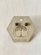 Black Onyx Round Gemstone Studs - earthandelm
