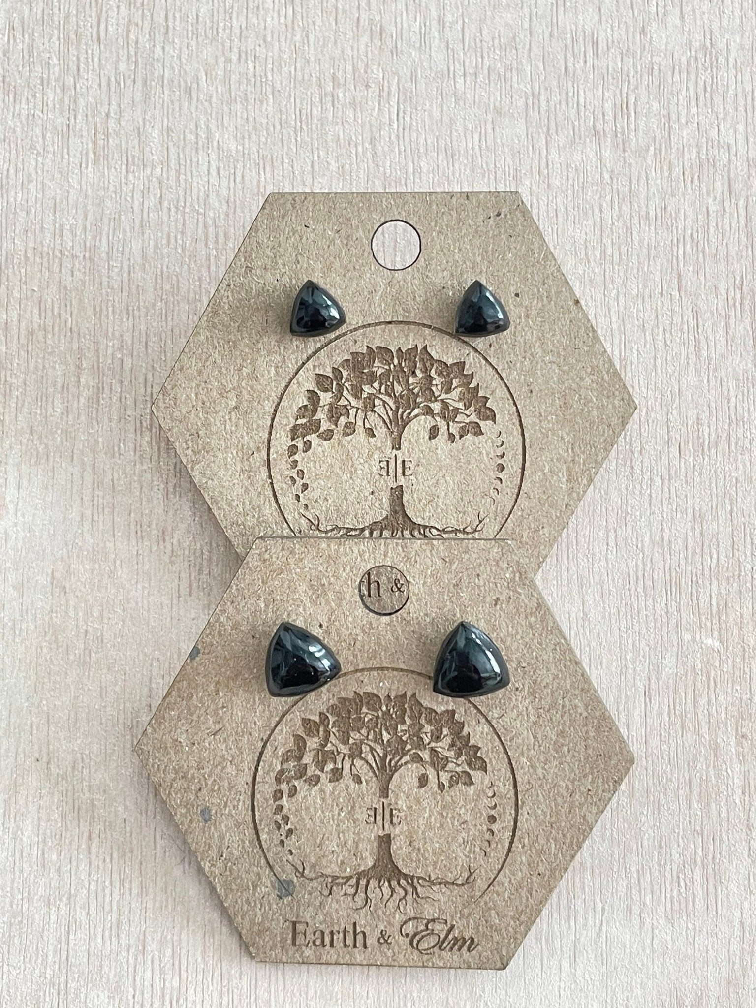 Black Onyx Trillion Studs - earthandelm