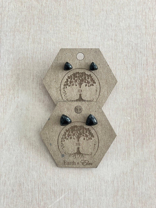 Black Onyx Trillion Studs - earthandelm