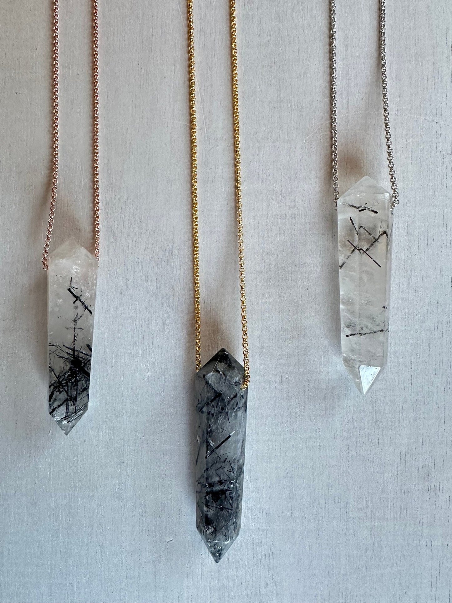 Black Rutile Point Necklace - earthandelm