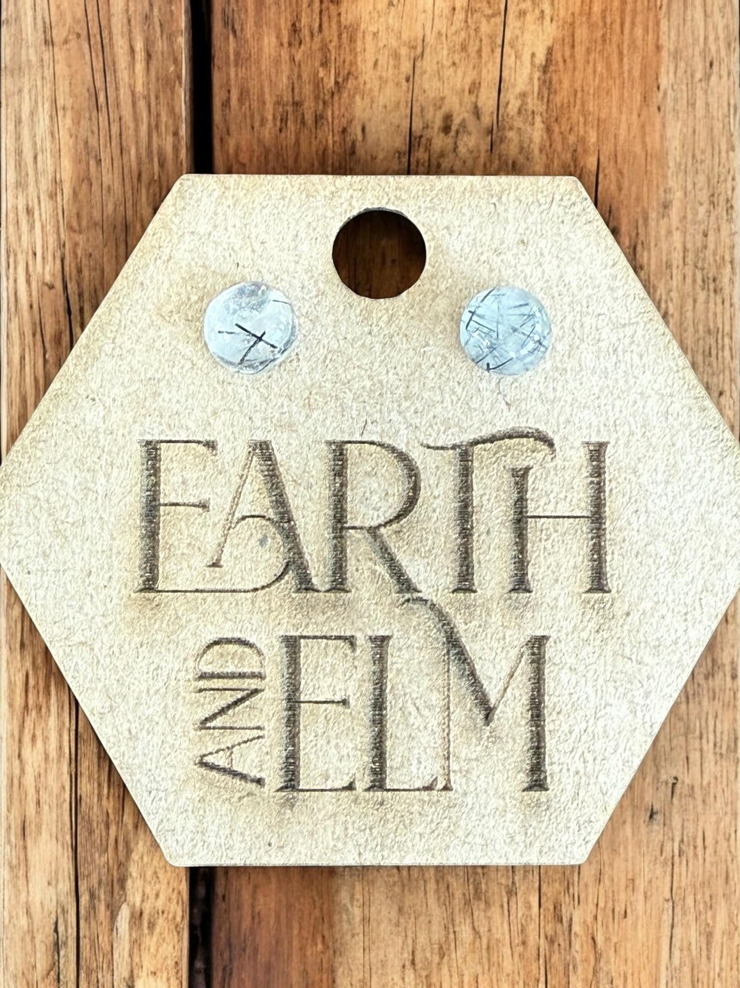 Black Rutile Round Round Studs - earthandelm