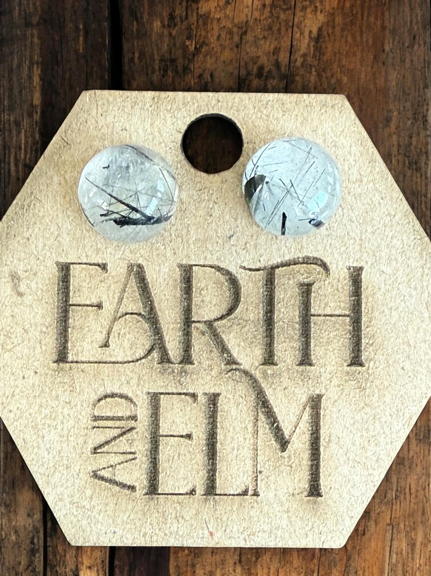 Black Rutile Round Round Studs - earthandelm